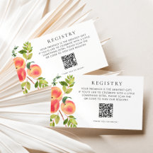 Waterverf Perziken Baby Shower QR Code Cadeaubon