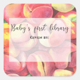 Waterverf perziken - Baby's eerste bibliotheek Vierkante Sticker