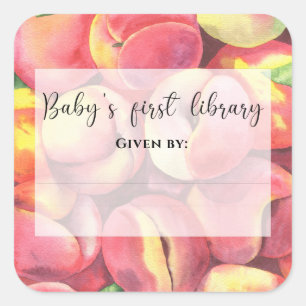 Waterverf perziken - Baby's eerste bibliotheek Vierkante Sticker