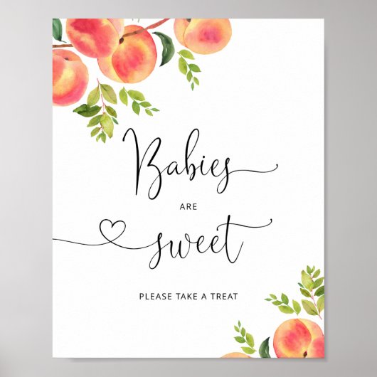 Waterverf perziken Baby's zijn lief om te traktere Poster (Voorkant)