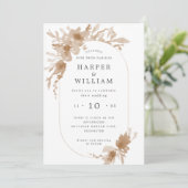 Waterverf perziken/beige florale langwerpige lijst kaart (Staand voorkant)