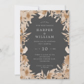 Waterverf perziken / beige grijs boho florale brui kaart (Voorkant)