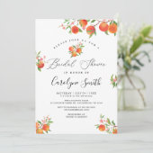 Waterverf perziken bloemenbruids doucheuitnodiging kaart (Staand voorkant)