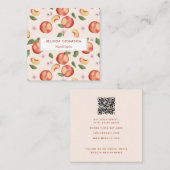 Waterverf perziken bloesems voedingsdeskundige dië vierkante visitekaartje (Voorkant / Achterkant)