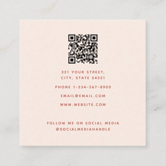 Waterverf perziken bloesems voedingsdeskundige dië vierkante visitekaartje (Achterkant)