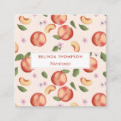 Waterverf perziken bloesems voedingsdeskundige dië vierkante visitekaartje (Voorkant)