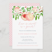 Waterverf perziken Bridal Shower Invitations Kaart (Voorkant / Achterkant)