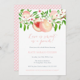 Waterverf perziken Bridal Shower Invitations Kaart