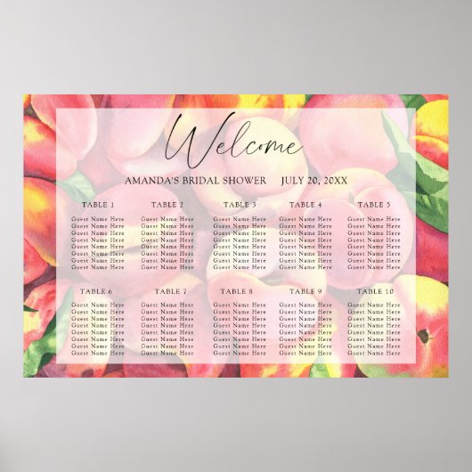 Waterverf perziken bruiloft zitgrafiek poster (Voorkant)