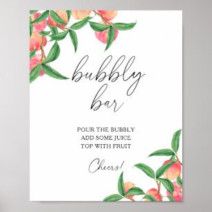 Waterverf perziken - bubbly bar poster