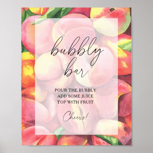 Waterverf perziken - bubbly bar poster (Voorkant)
