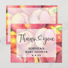Waterverf perziken - Dank je wel babyshower Briefkaart