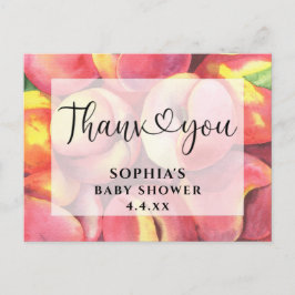 Waterverf perziken - Dank je wel babyshower Briefkaart