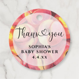 Waterverf perziken - Dank u baby shower Bedankjes Labels