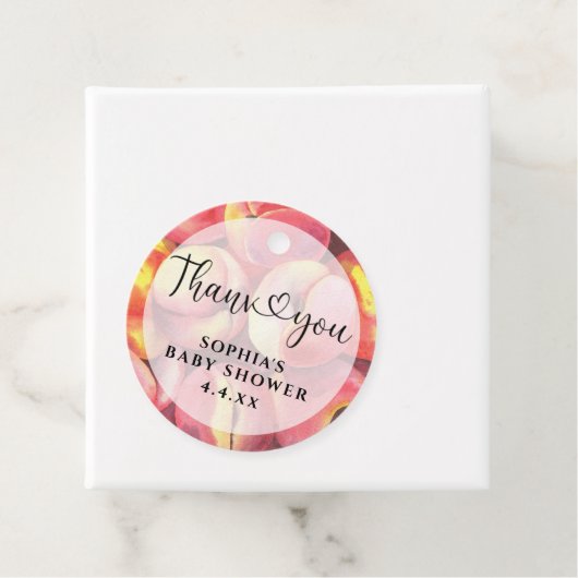 Waterverf perziken - Dank u baby shower Bedankjes Labels (In situ)