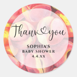 Waterverf perziken - Dank u baby shower Ronde Sticker