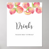 Waterverf perziken Drinken helpen uzelf Poster (Voorkant)