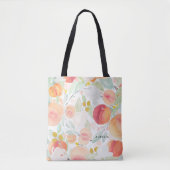 Waterverf perziken en bloemen Patroon Canvas tas (Voorkant)