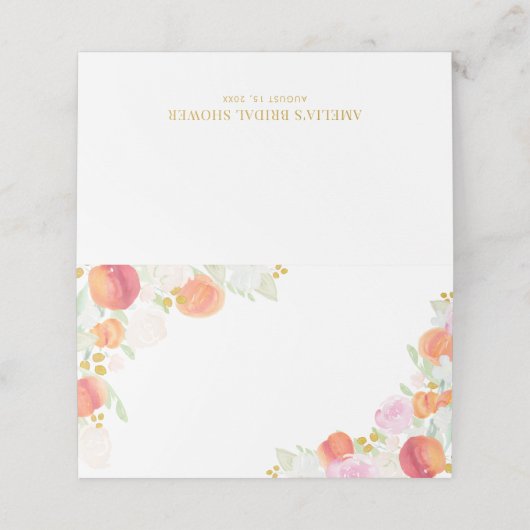 Waterverf Perziken en bloemen Plaatskaartje (Buitenkant ongevouwen)