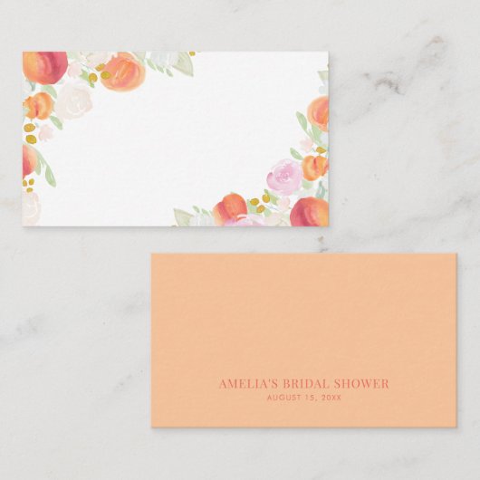 Waterverf Perziken en bloemen platte kaart Plaatskaartje (Voorkant / Achterkant)