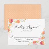 Waterverf Perziken en bloemen RSVP Kaartje (Voorkant / Achterkant)