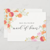 Waterverf Perziken en bloemen zijn mijn eerbetoon Uitnodiging Briefkaart (Voorkant / Achterkant)