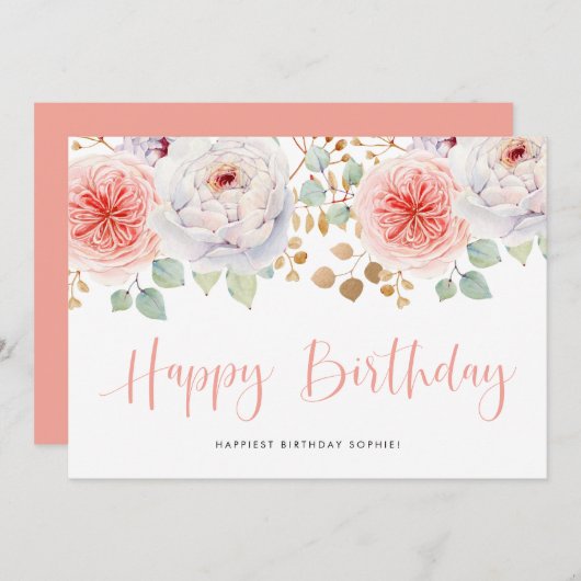 Waterverf Perziken en goudbladeren (Voorkant / Achterkant)