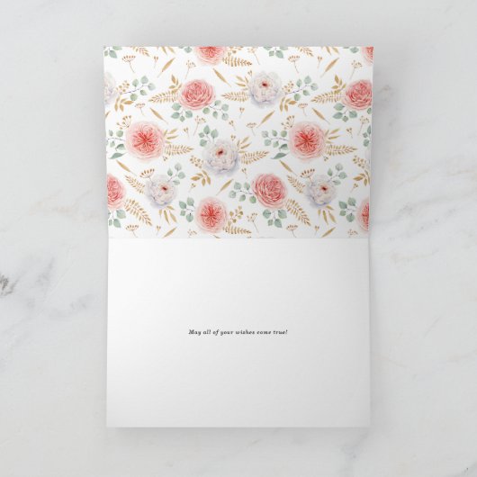 Waterverf Perziken en goudbladeren Kaart (Binnen)