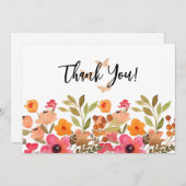 Waterverf perziken en roze tuin bedankkaart (Voorkant / Achterkant)