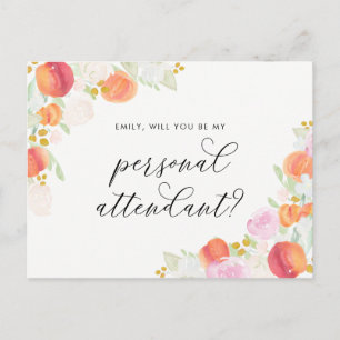 Waterverf Perziken Floral ben mijn persoonlijke be Uitnodiging Briefkaart