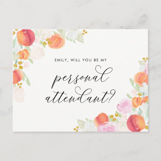 Waterverf Perziken Floral ben mijn persoonlijke be Uitnodiging Briefkaart (Voorkant)