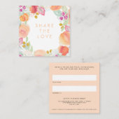 Waterverf perziken Floral Lijst Referral Kaart (Voorkant / Achterkant)