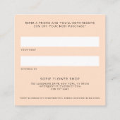 Waterverf perziken Floral Lijst Referral Kaart (Achterkant)