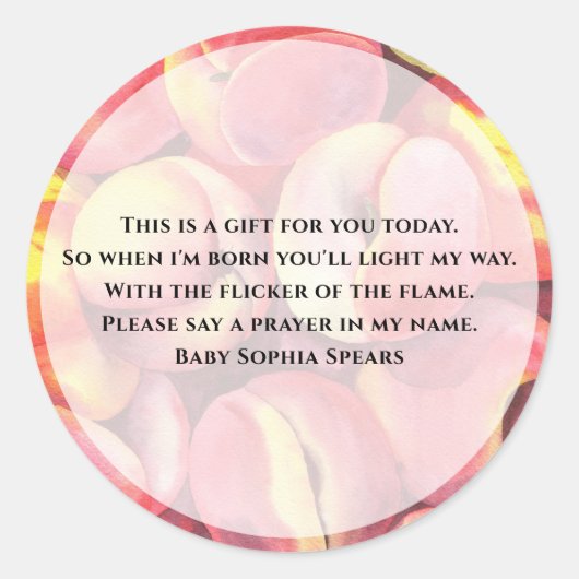 Waterverf perziken - gebedskaars sticker (Voorkant)