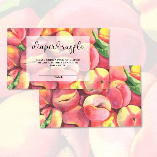 Waterverf perziken luier loterij ticket informatiekaartje