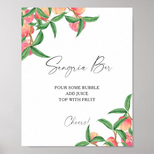 Waterverf perziken modern - Sangria Bar Poster (Voorkant)