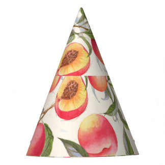 Waterverf perziken, naadloos bloemmotief. feesthoedjes