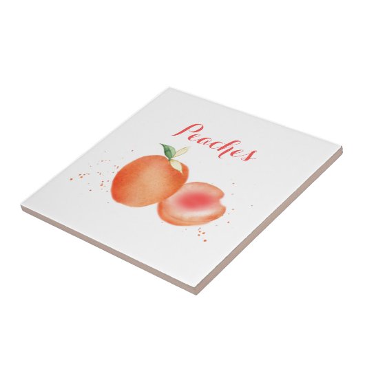 Waterverf perziken tegeltje (Zijkant)