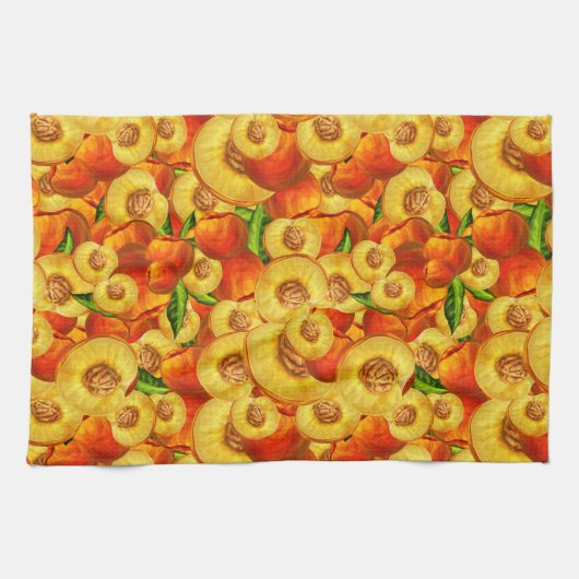 Waterverf perziken theedoek (Horizontaal)