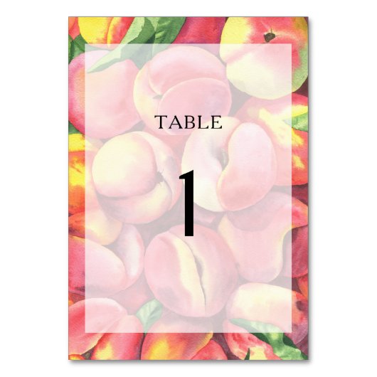 Waterverf perziken - Trouwtafel nummer Kaart (Voorkant)