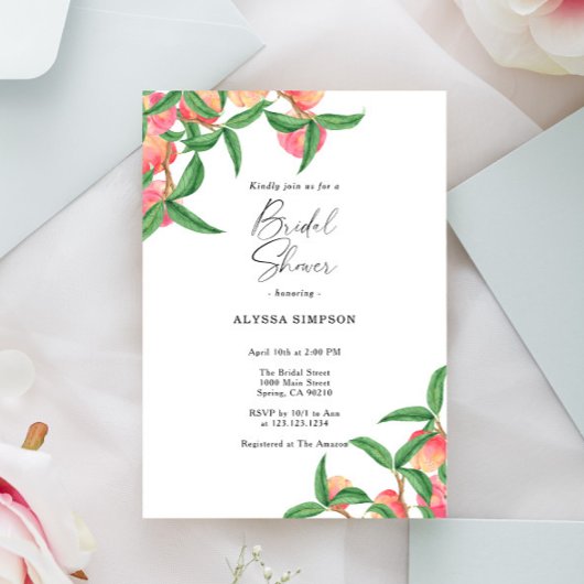 Waterverf perziken Vrijgezellenfeest Kaart