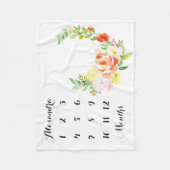 Waterverf Perziken Wreater Baby Mijlpaal Fleece Deken (Voorkant)