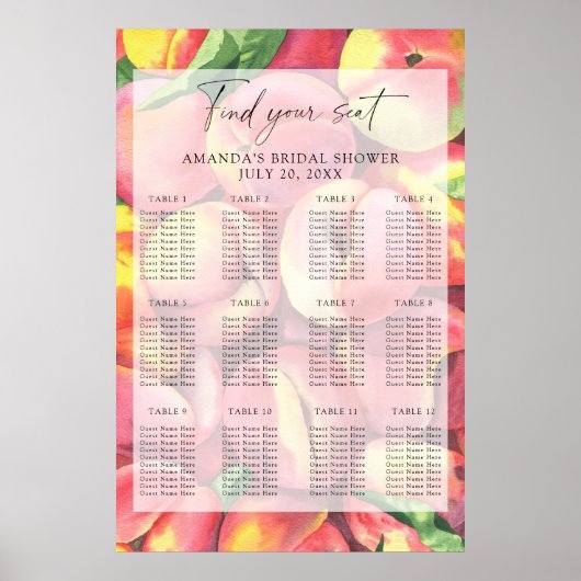 Waterverf perziken zitgrafiek poster (Voorkant)