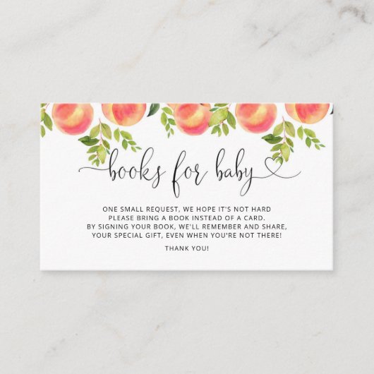 Waterverf perzikenboeken voor baby informatiekaartje (Voorkant)