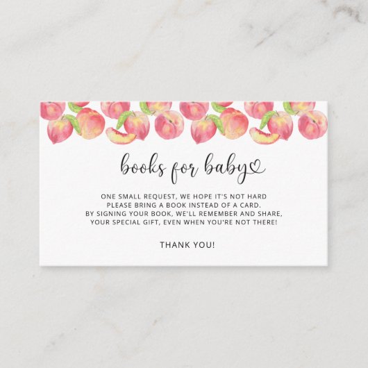 Waterverf perzikenboeken voor baby informatiekaartje (Voorkant)