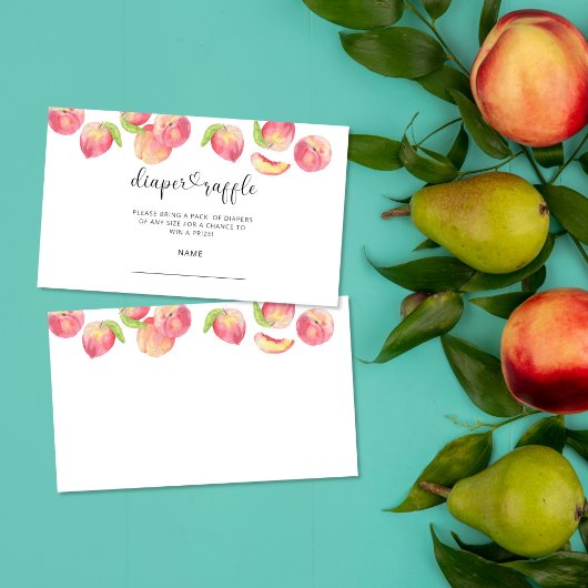 Waterverf perzikerrolkaartje informatiekaartje