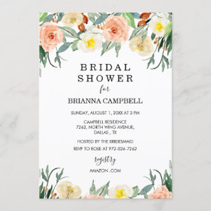 Waterverf Perzikflesje Bridal Shower Kaart