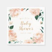 waterverf perzikflorale baby shower servet (Voorkant)
