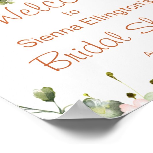 Waterverf perzikfloreel Vrijgezellenfeest Welkomst Poster (Hoek)