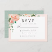 Waterverf Perzikkleurig en bloesse bruiloft RSVP Kaartje (Voorkant / Achterkant)